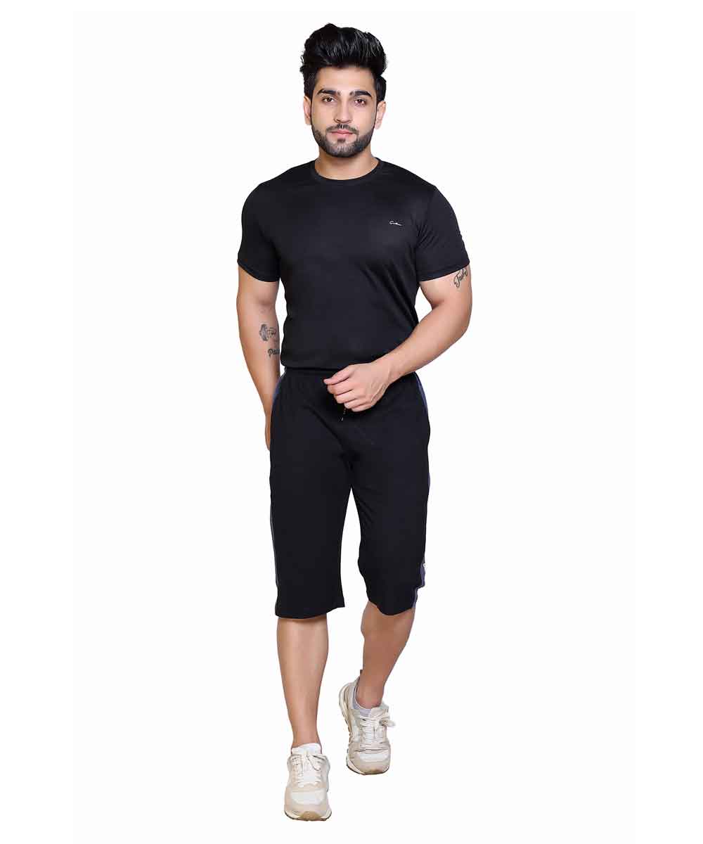 Men's Cotton Blend Regular Fit Capris | Bottom Wear With One Zipper Pocket