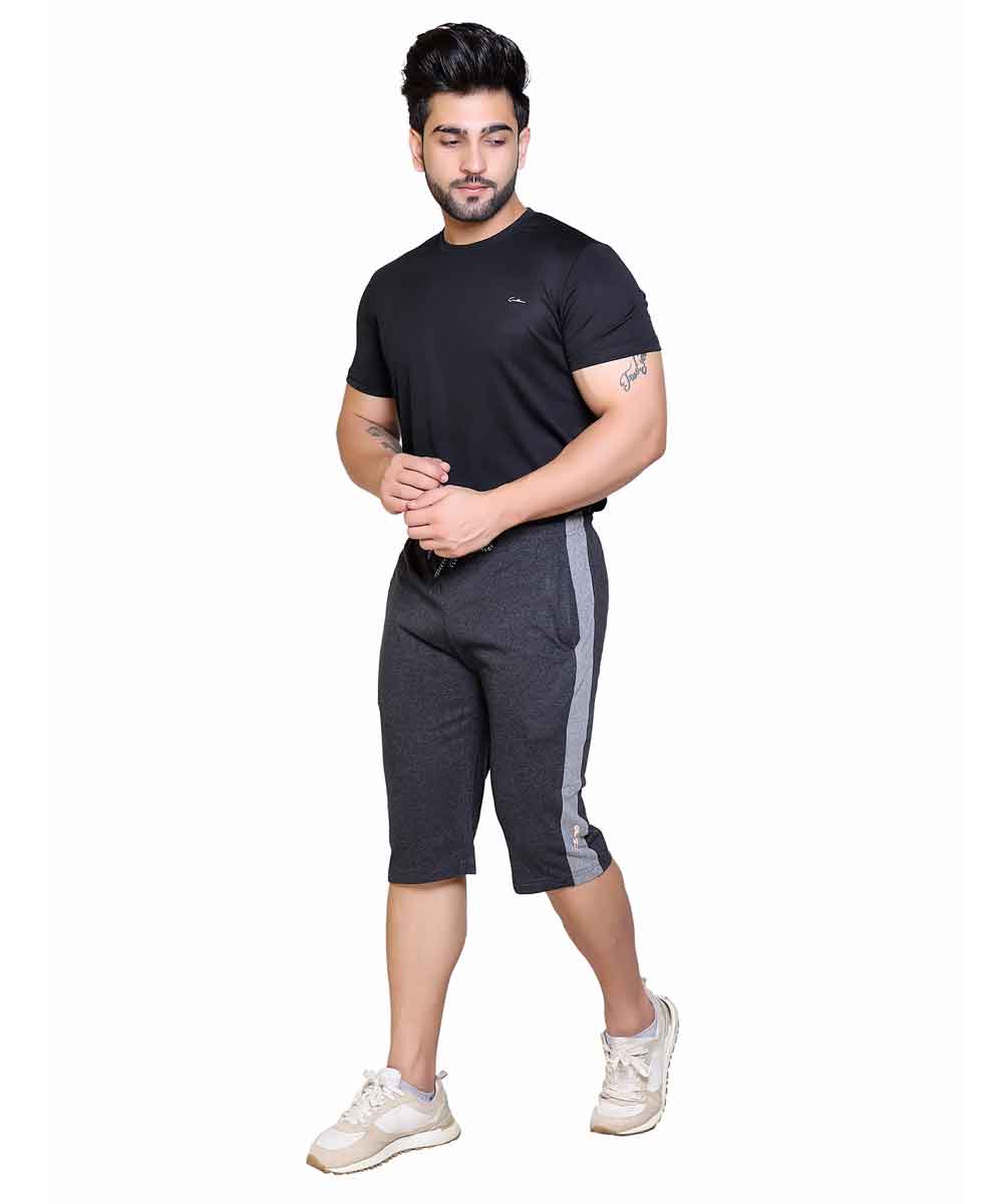 Men's Cotton Blend Regular Fit Capris | Bottom Wear With One Zipper Pocket