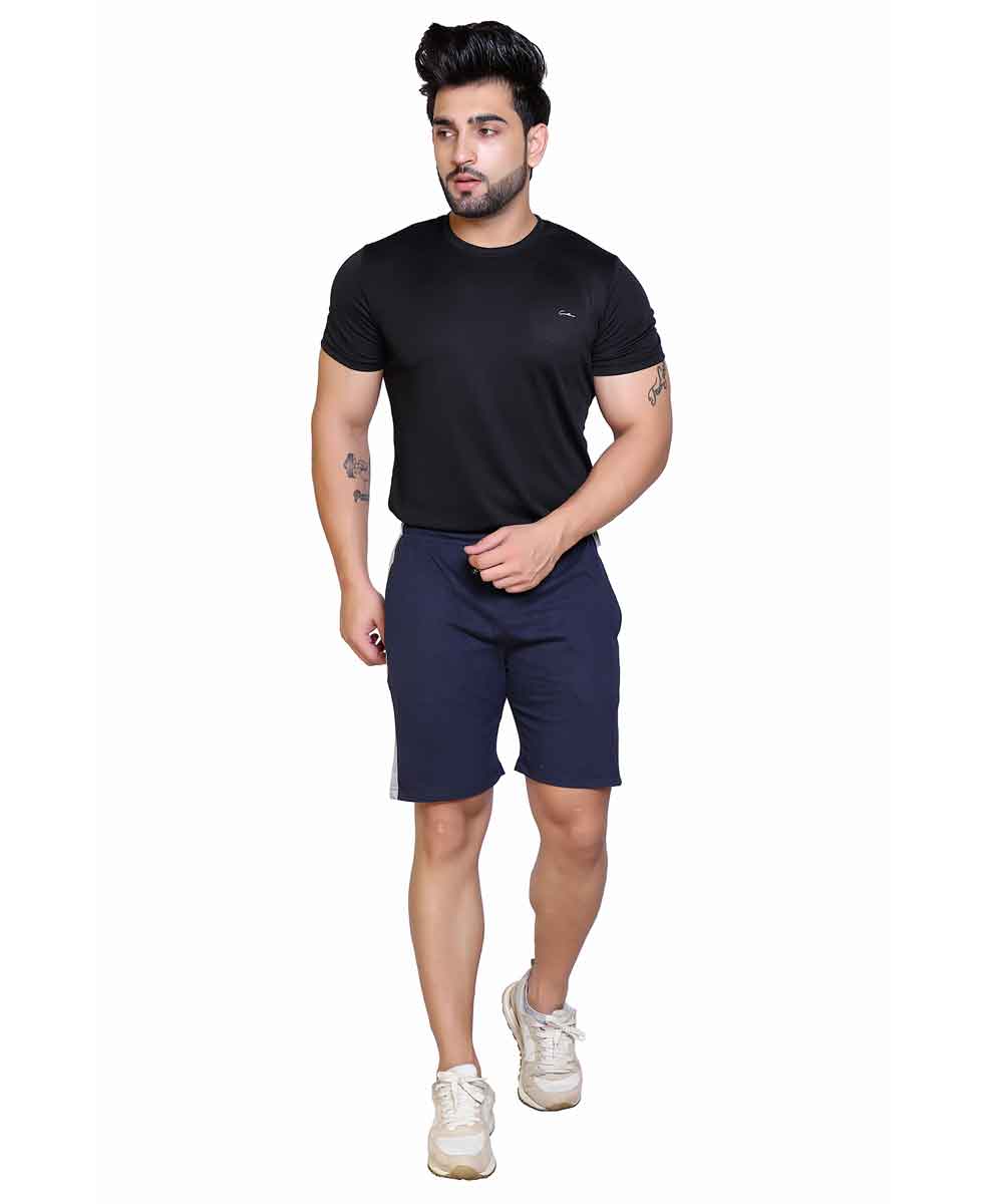 Men's Cotton Blend Regular Fit Shorts | Bottom Wear with One Zipper Pocket
