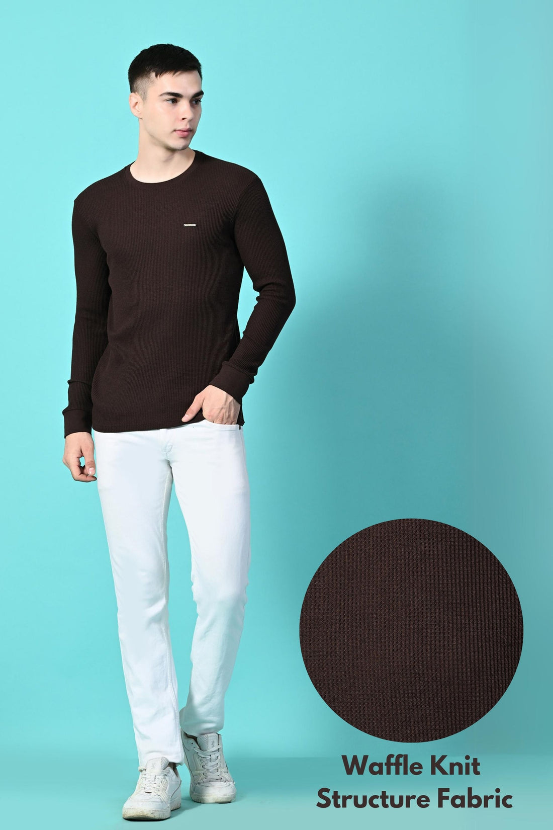 Waffle Textured  Full Sleeve Ribbed Cuff & Neck Bottom Cotton Heavy