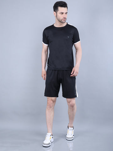 Black Lycra Co-ord Set with Contrast Panels