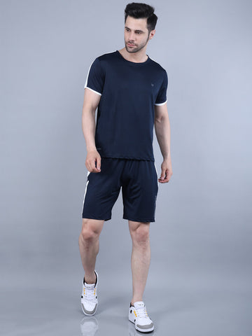 Navy Lycra Co-ord Set with Contrast Panels
