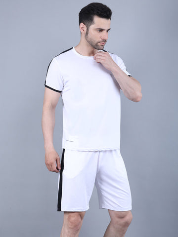 White Lycra Co-ord Set with Contrast Panels