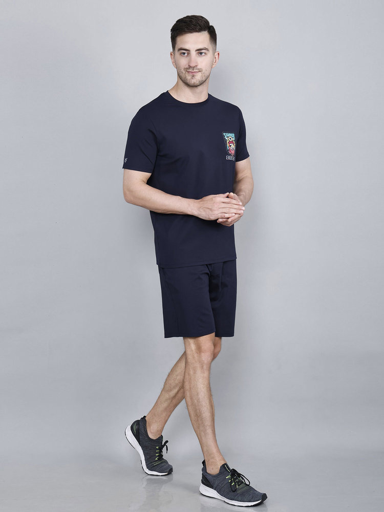 Mens Navy Tencel Fabric Co-ord Set