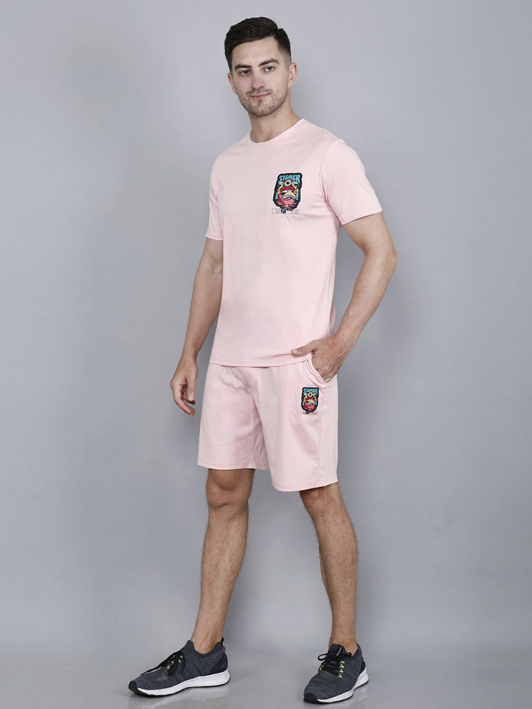 Mens Pink Tencel Fabric Co-ord Set