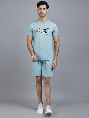 Sage Green Printed T-shirt & Shorts Co-Ord Set