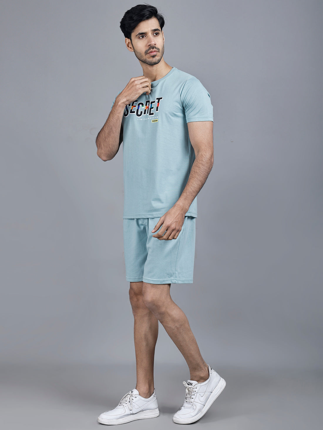 Sage Green Printed T-shirt & Shorts Co-Ord Set