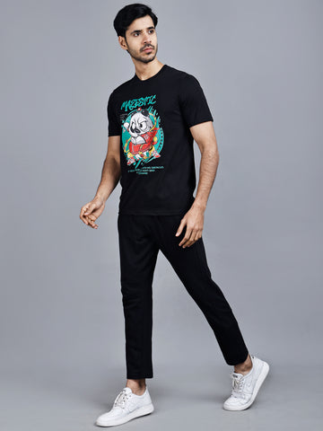 Graphic Print Black Tshirt & Lower Co-ord Set