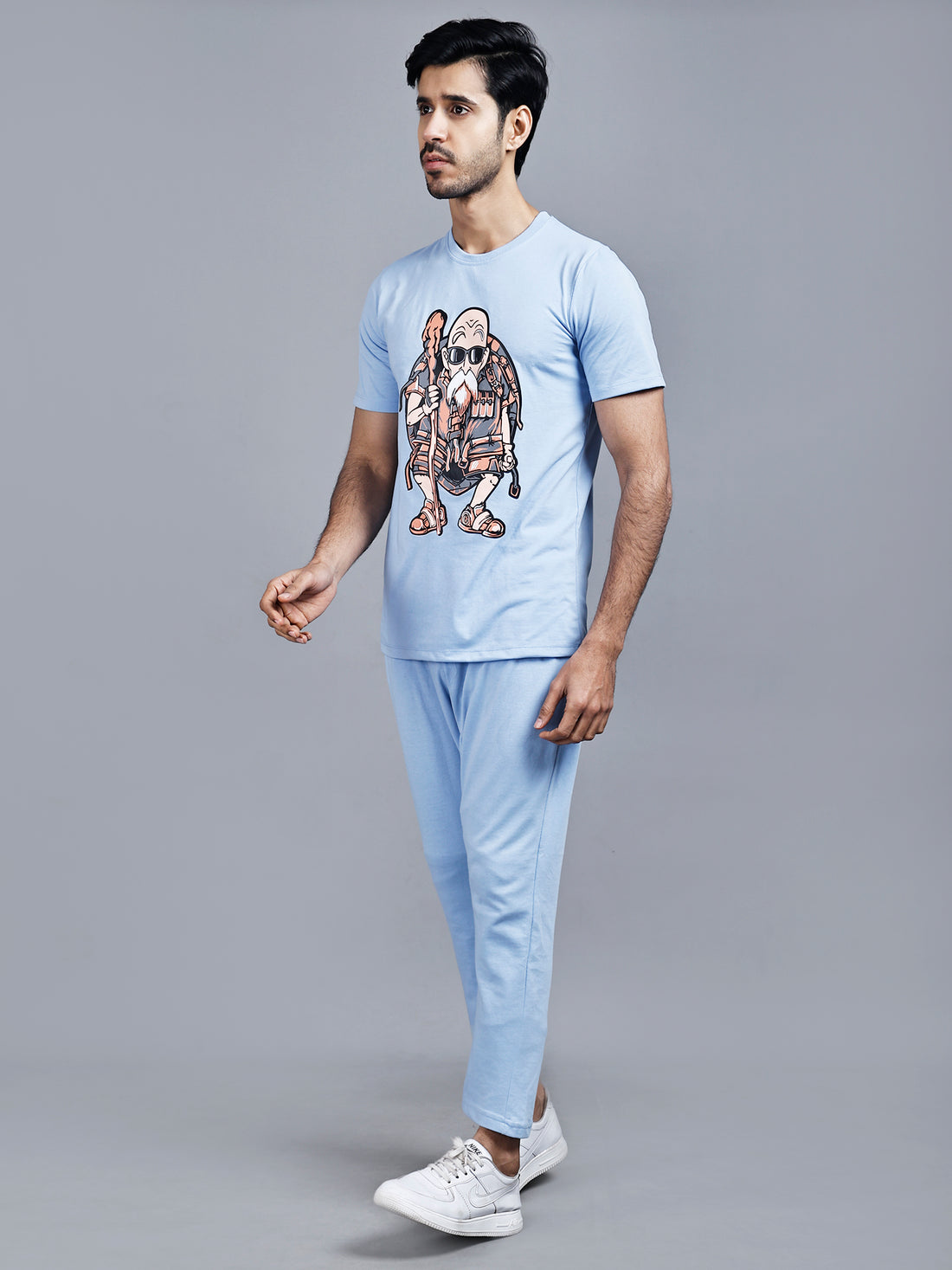 Graphic Print Sky Blue Tshirt & Lower Co-ord Set