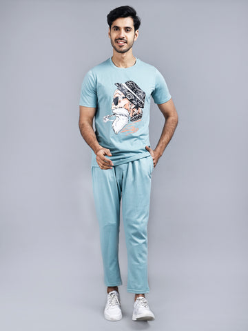 Graphic Print Sage Green Tshirt & Lower Co-ord Set