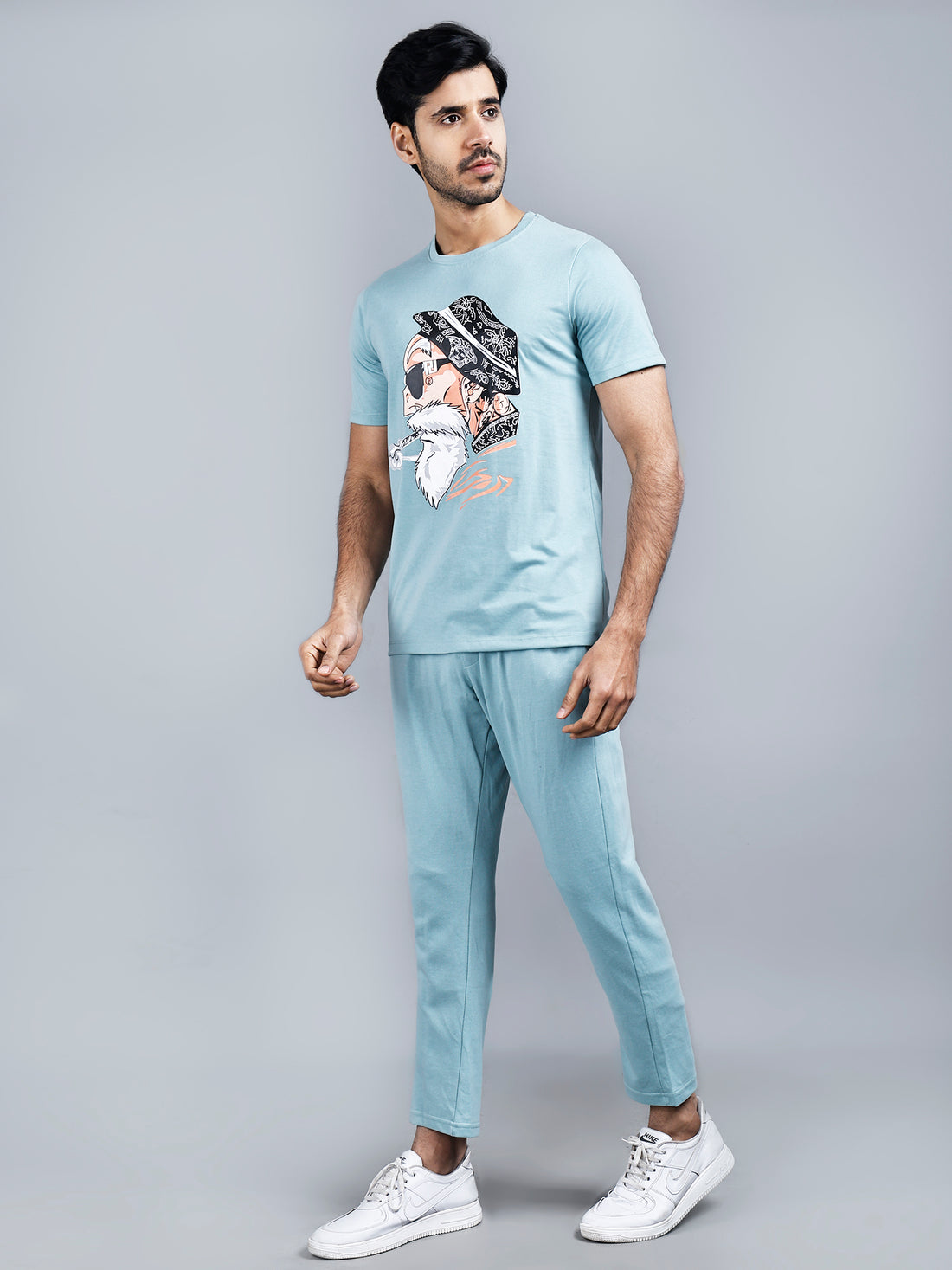 Graphic Print Sage Green Tshirt & Lower Co-ord Set