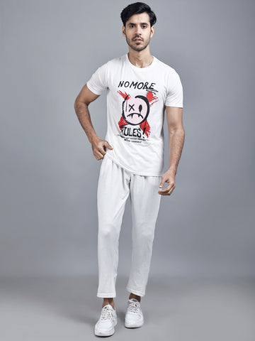 Graphic Print White Tshirt & Lower Co-ord Set