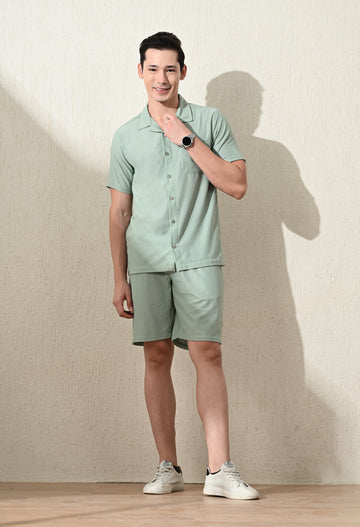 Moss Green Self Textured Knit Co-ord Set