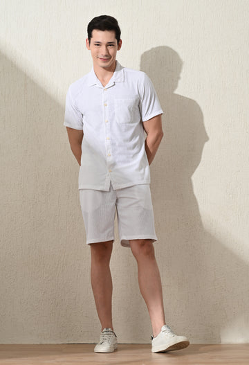 Smoke White Self Textured Knit Co-ord Set