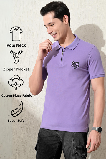 Zipper Polo Pique T-Shirt
