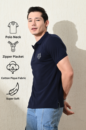 Zipper Polo Pique T-Shirt