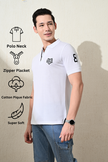 Zipper Polo Pique T-Shirt
