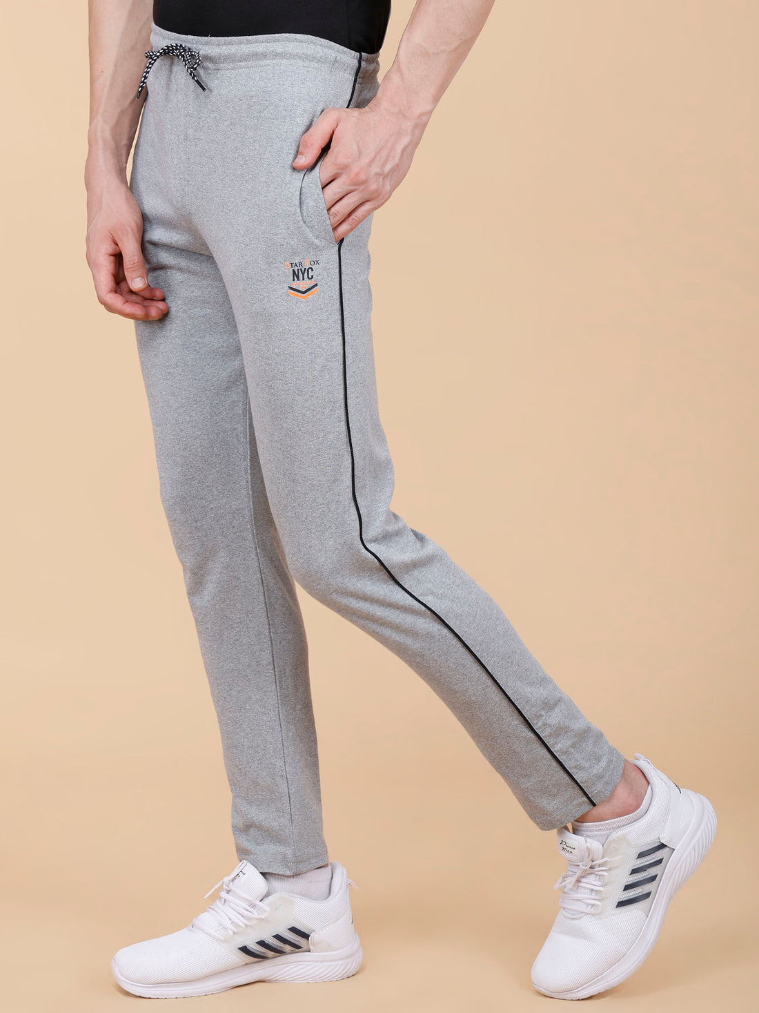 Light Grey Track Pant With Contrast Pipping