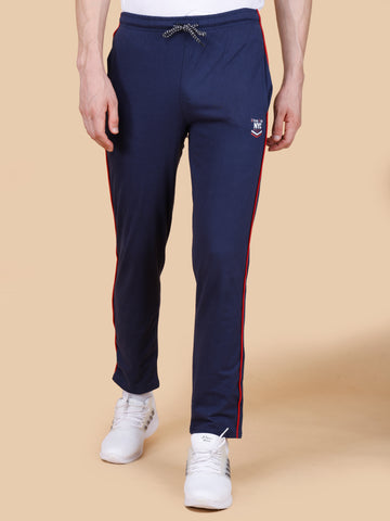 Navy Track Pant With Contrast Pipping