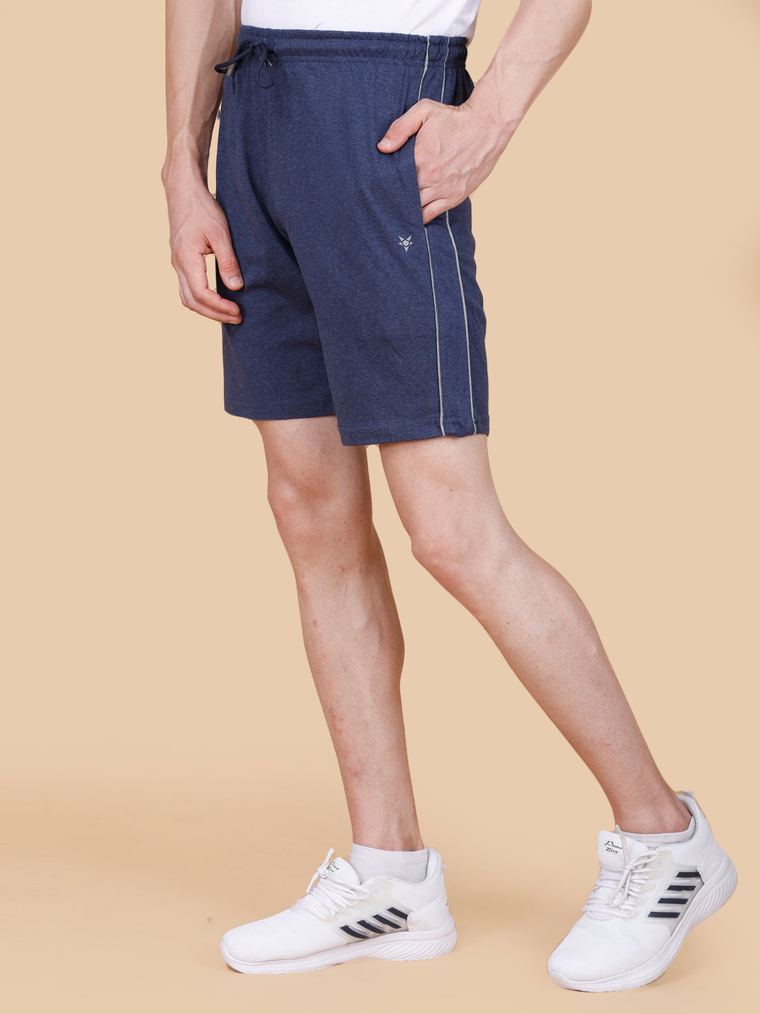 Mens Denim Shorts with Contrast Pipping and HD Print