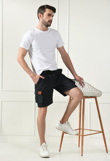 Mens Charcoal Cargo Shorts With Mesh Fabric