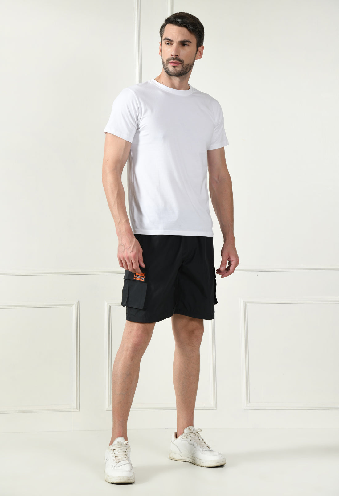 Mens Charcoal Cargo Shorts With Mesh Fabric