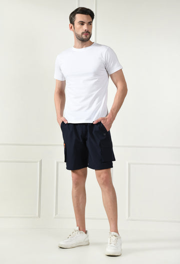 Mens Navy Cargo Shorts With Mesh Fabric