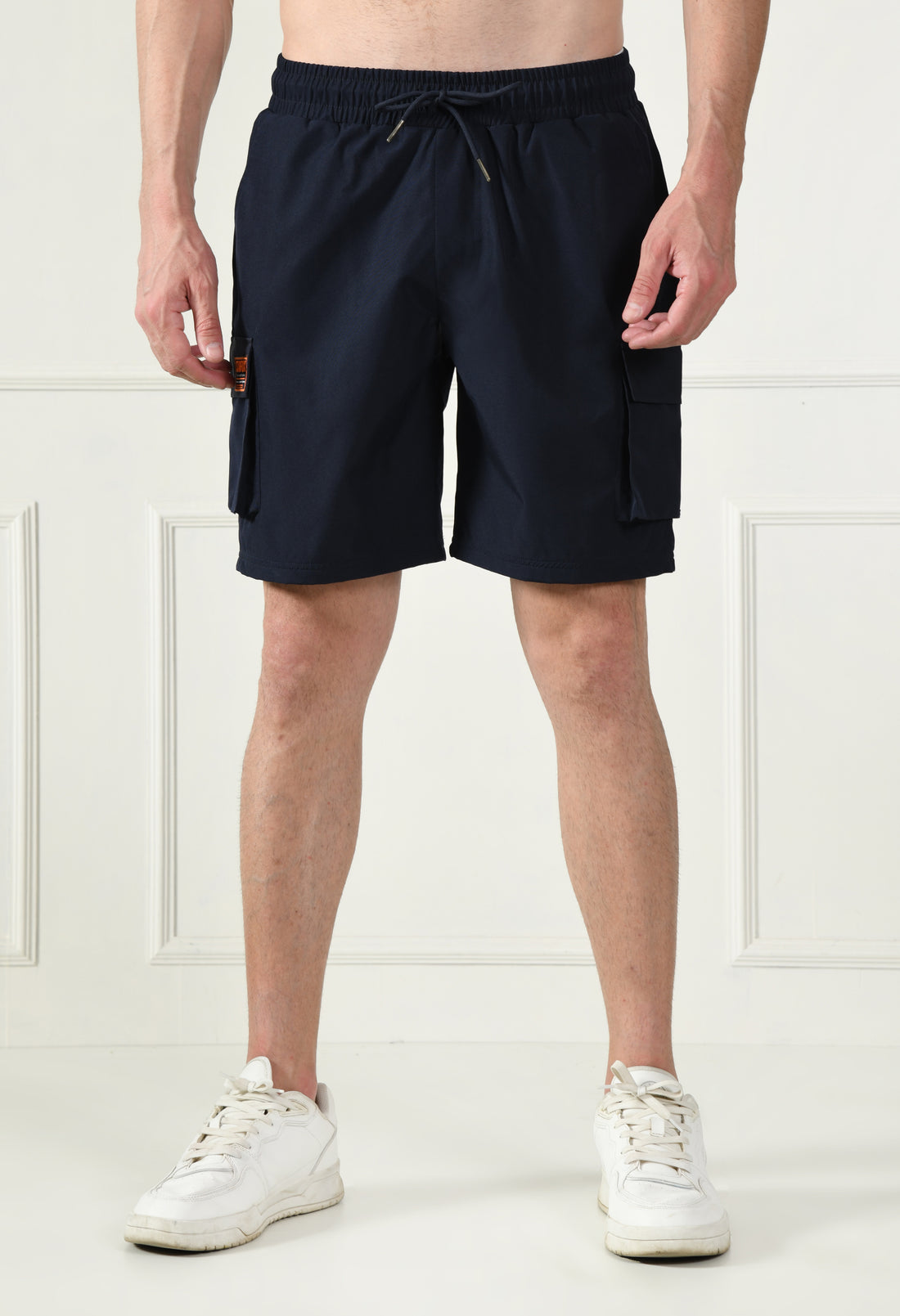 Mens Navy Cargo Shorts With Mesh Fabric