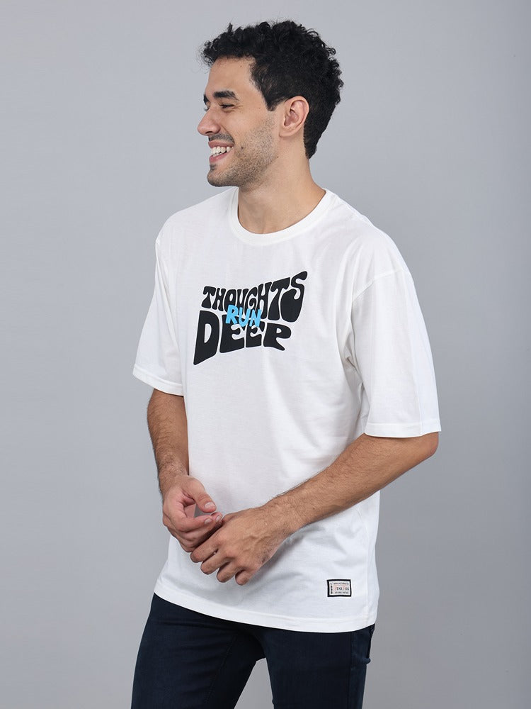 Run Deep Thoughts Printed Oversized T-shirt