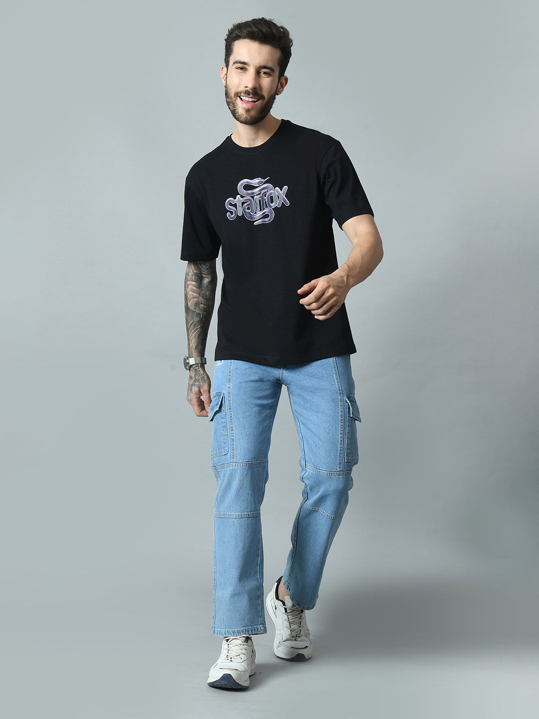 Purple Mamba Printed Oversized T-shirt