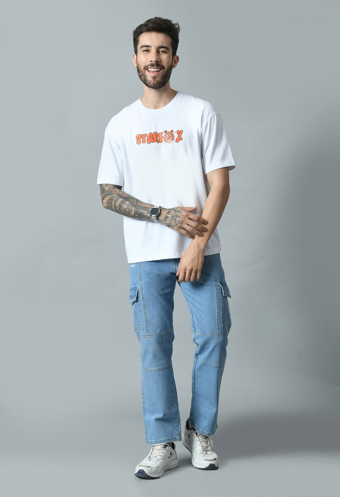 Funky  Orange Tiger Printed Oversized T-shirt