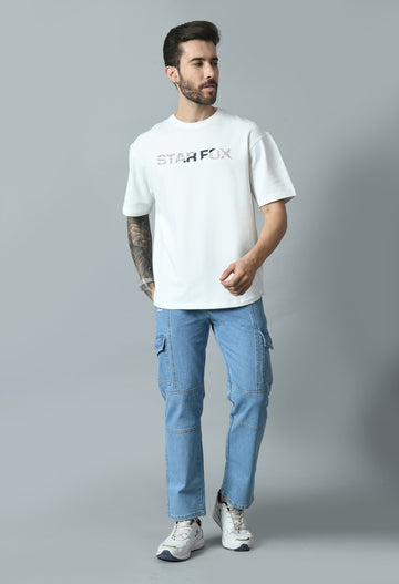 Ivory White Cotton Lycra Terry T-shirt