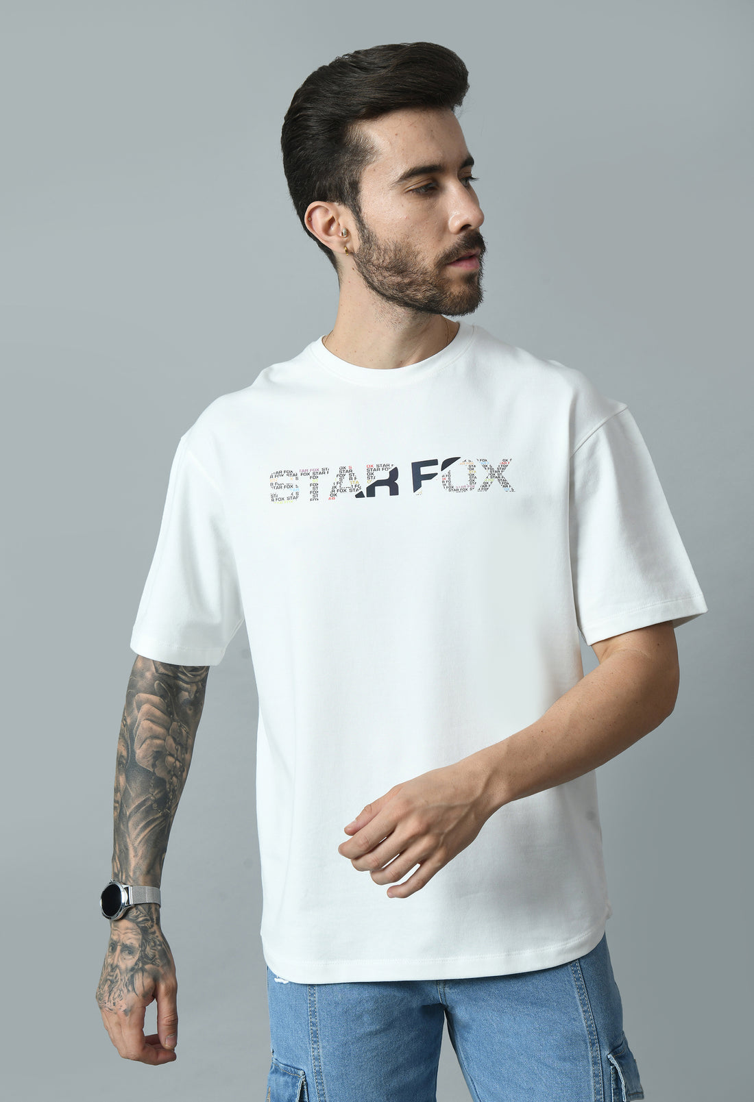 Ivory White Cotton Lycra Terry T-shirt