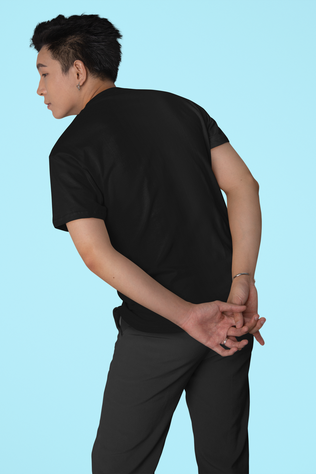 Men Printed Round Neck Pure Cotton Black T-Shirt