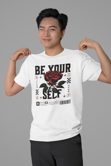 Men Printed Round Neck Pure Cotton White T-Shirt