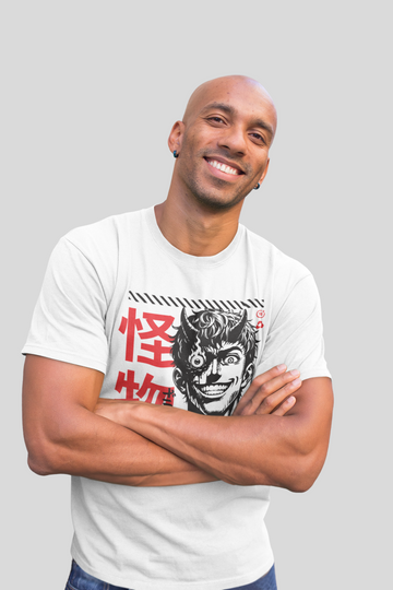 Men Printed Round Neck Pure Cotton White T-Shirt