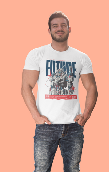 Men Printed Round Neck Pure Cotton White T-Shirt