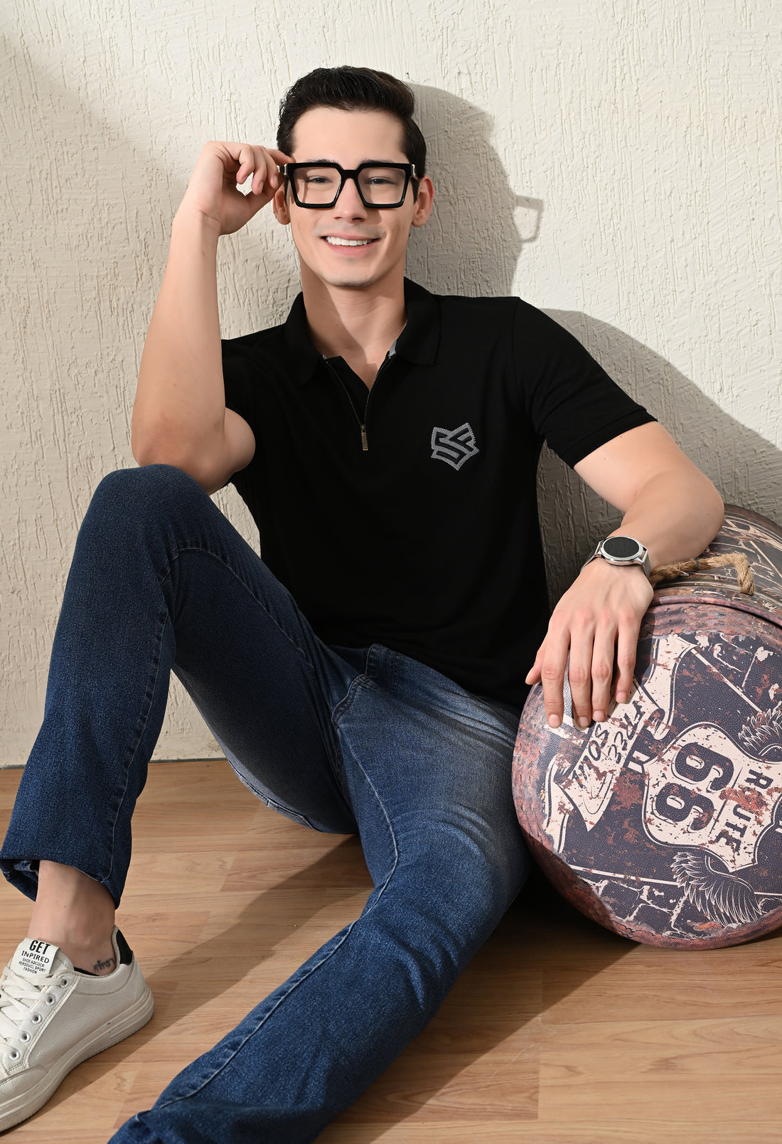Zipper Polo Pique T-Shirt