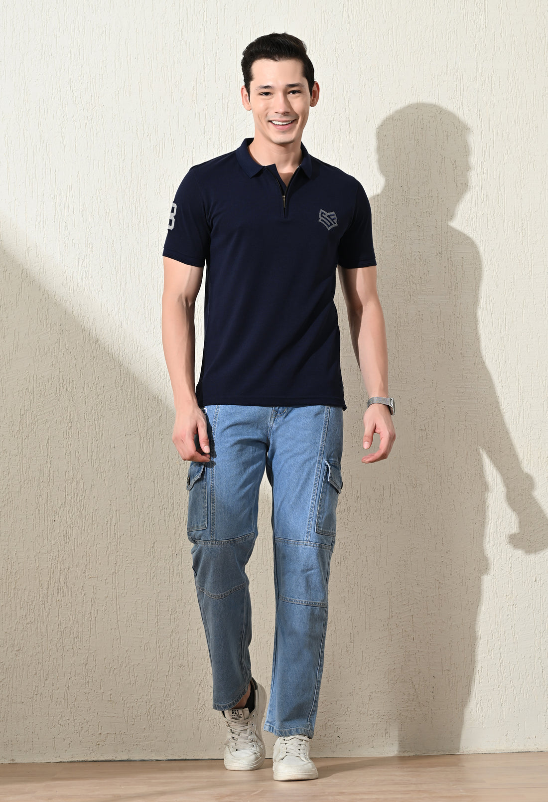 Zipper Polo Pique T-Shirt