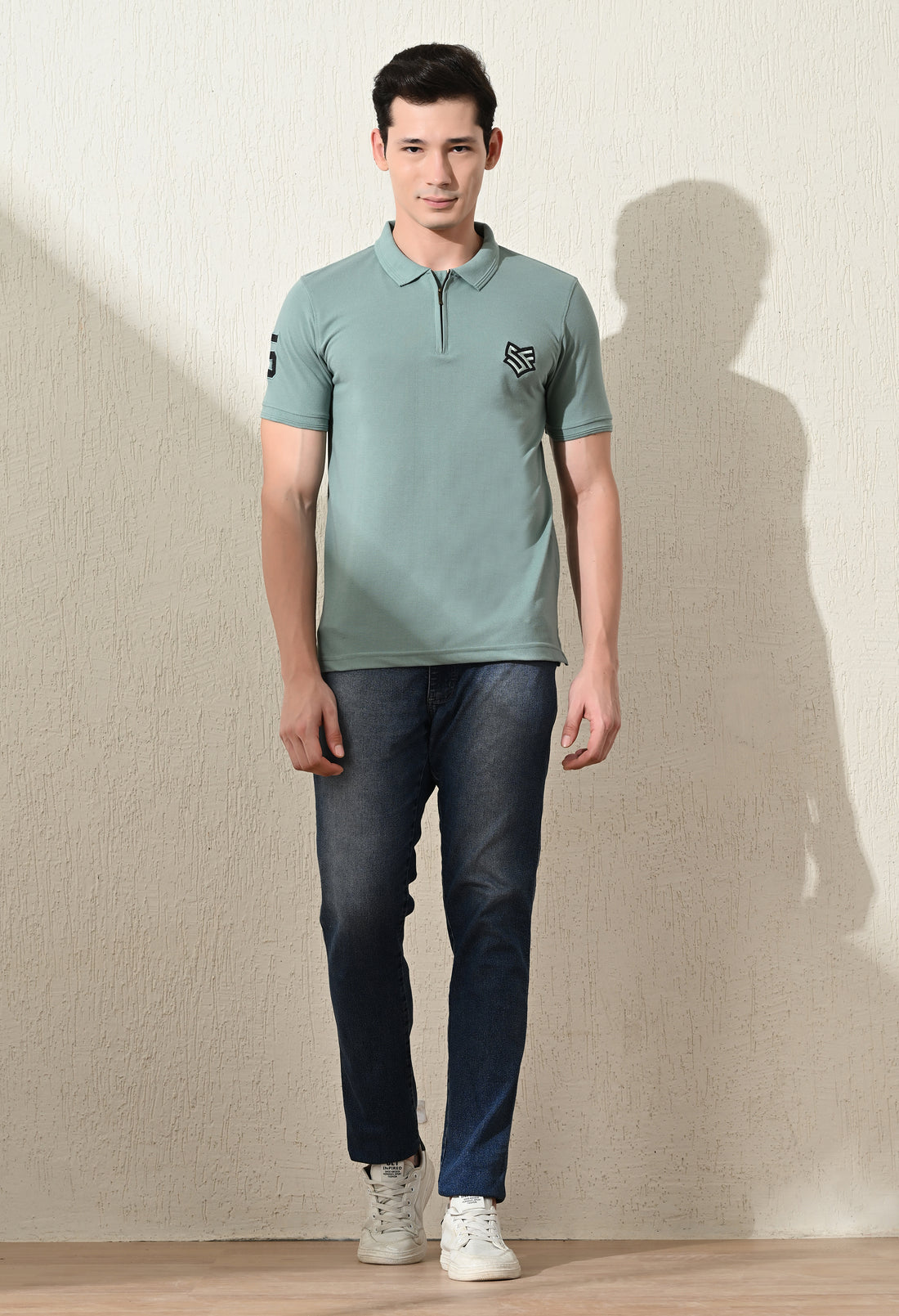 Zipper Polo Pique T-Shirt