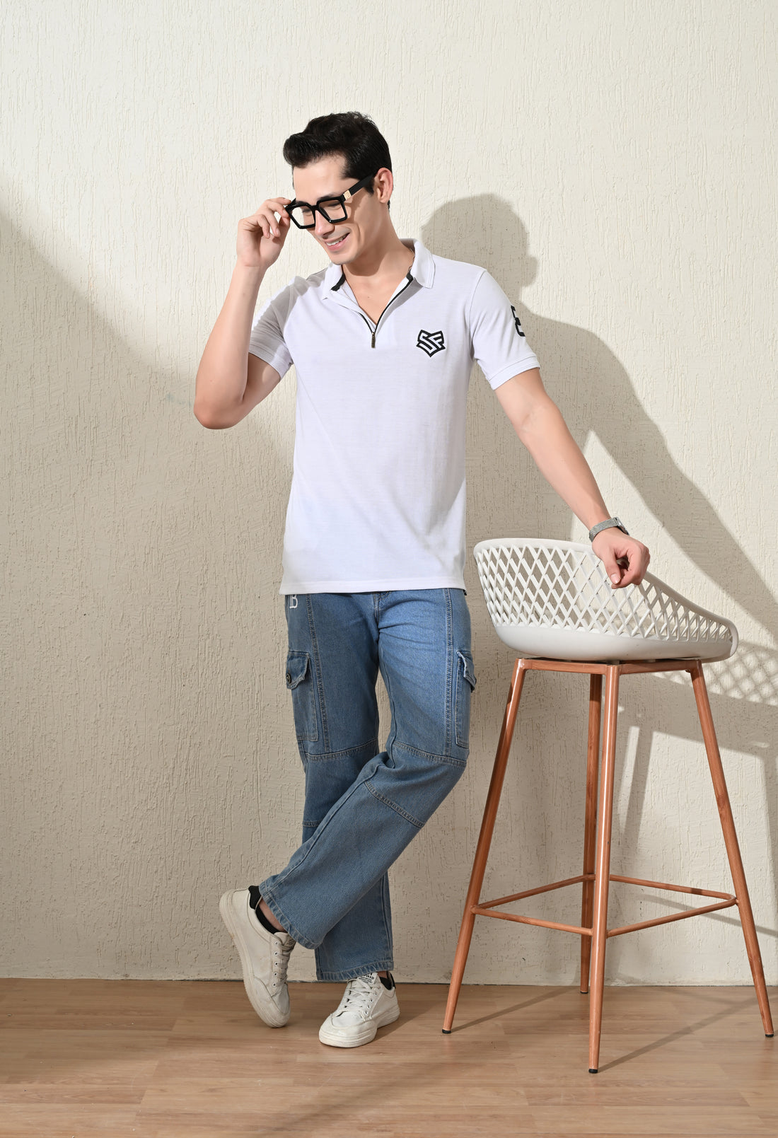 Zipper Polo Pique T-Shirt