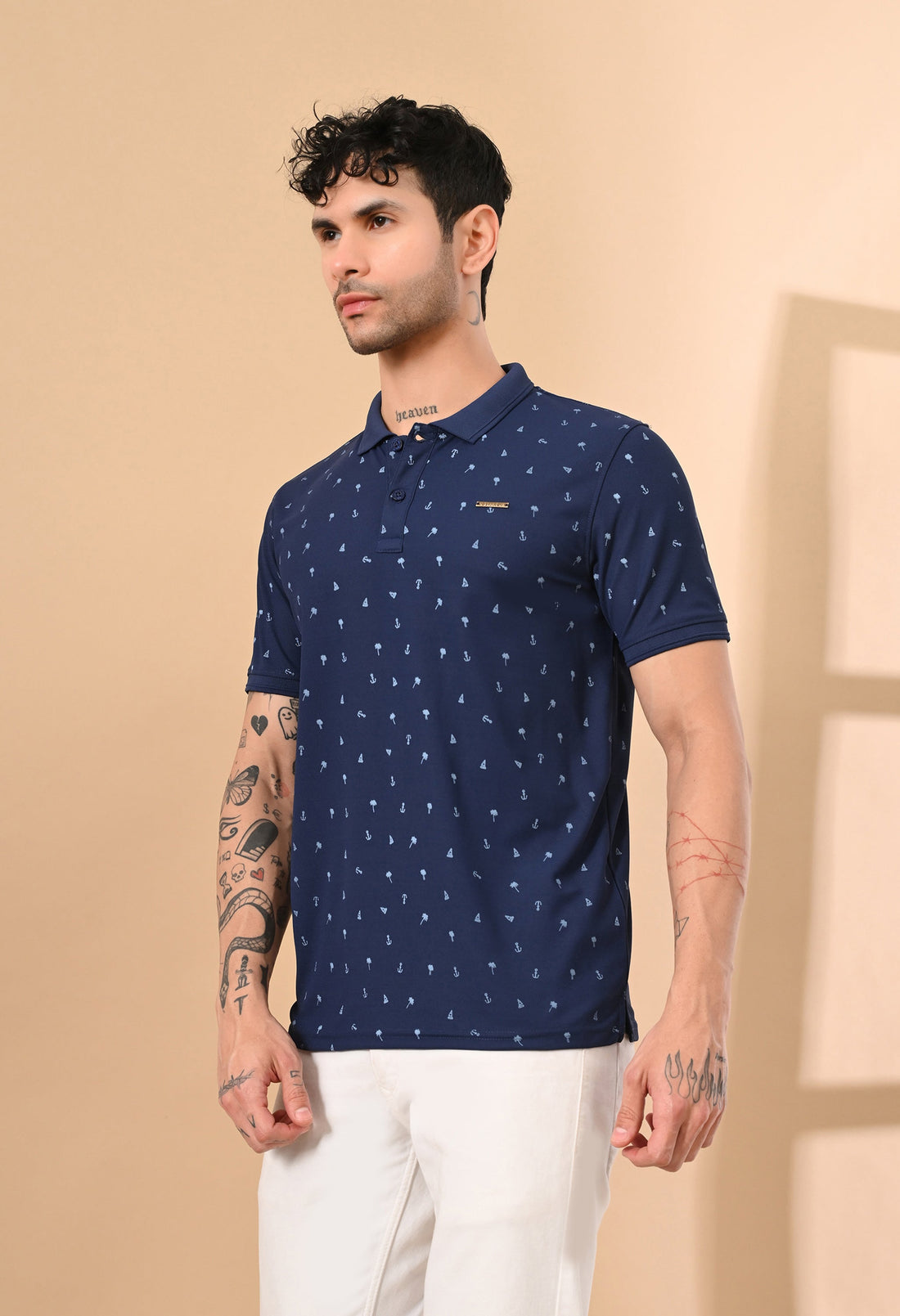 ASIAN BLUE ALL OVER PRINTED DRY-FIT POLO