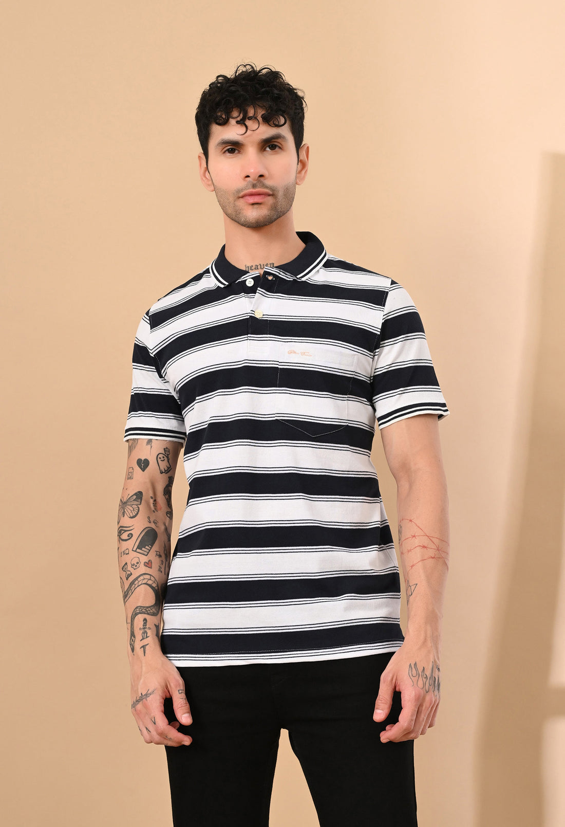 ENGINEERED STRIPER POLO TSHIRT WITH POCKET