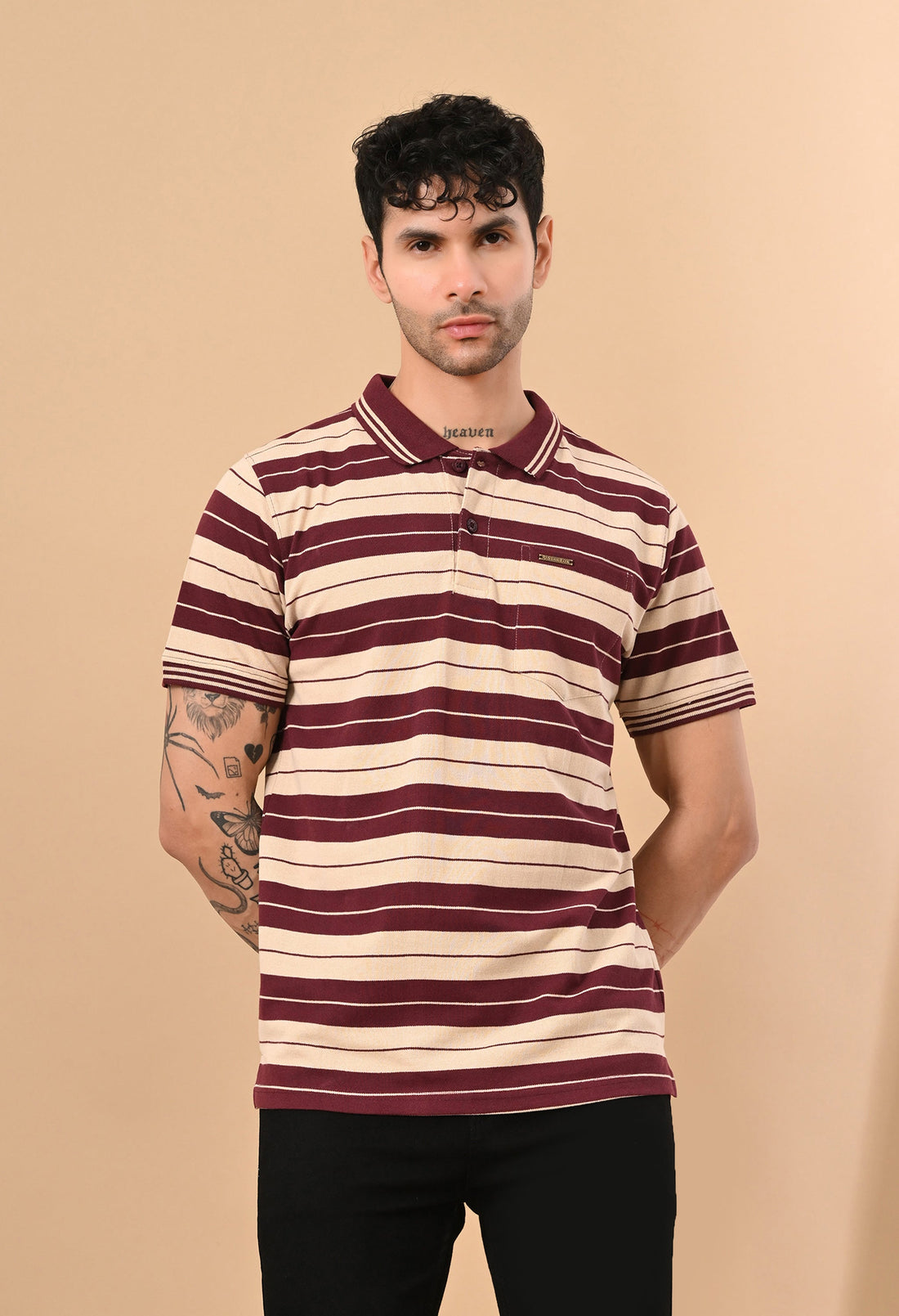 ENGINEERED STRIPER POLO TSHIRT WITH POCKET