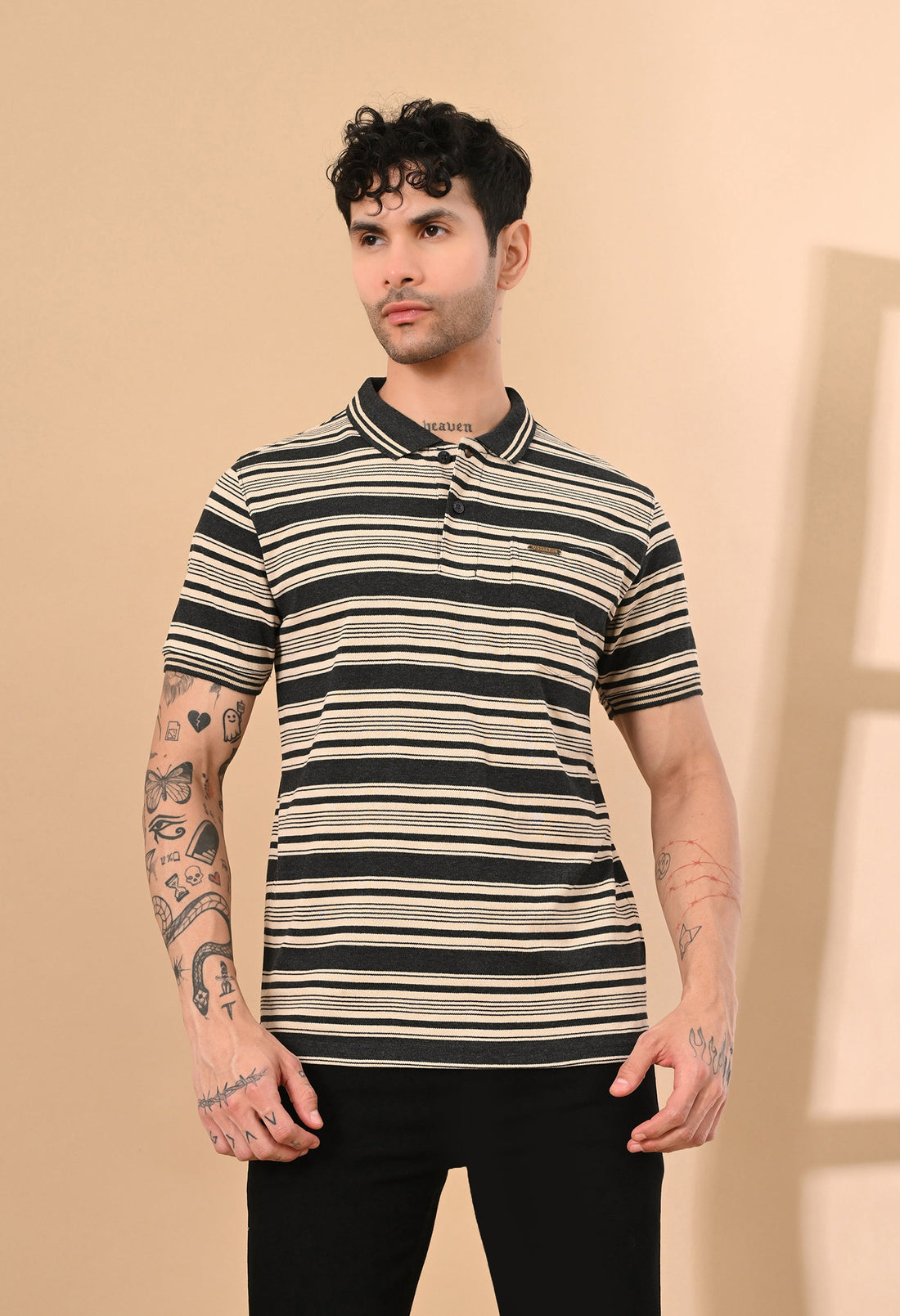 ENGINEERED STRIPER POLO TSHIRT WITH POCKET