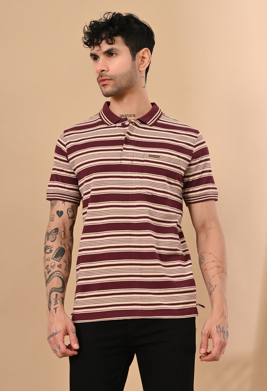 ENGINEERED STRIPER POLO TSHIRT WITH POCKET