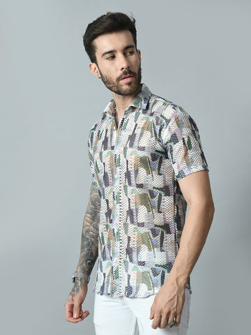 Men Slim Fit Opaque Printed Party Shirt
