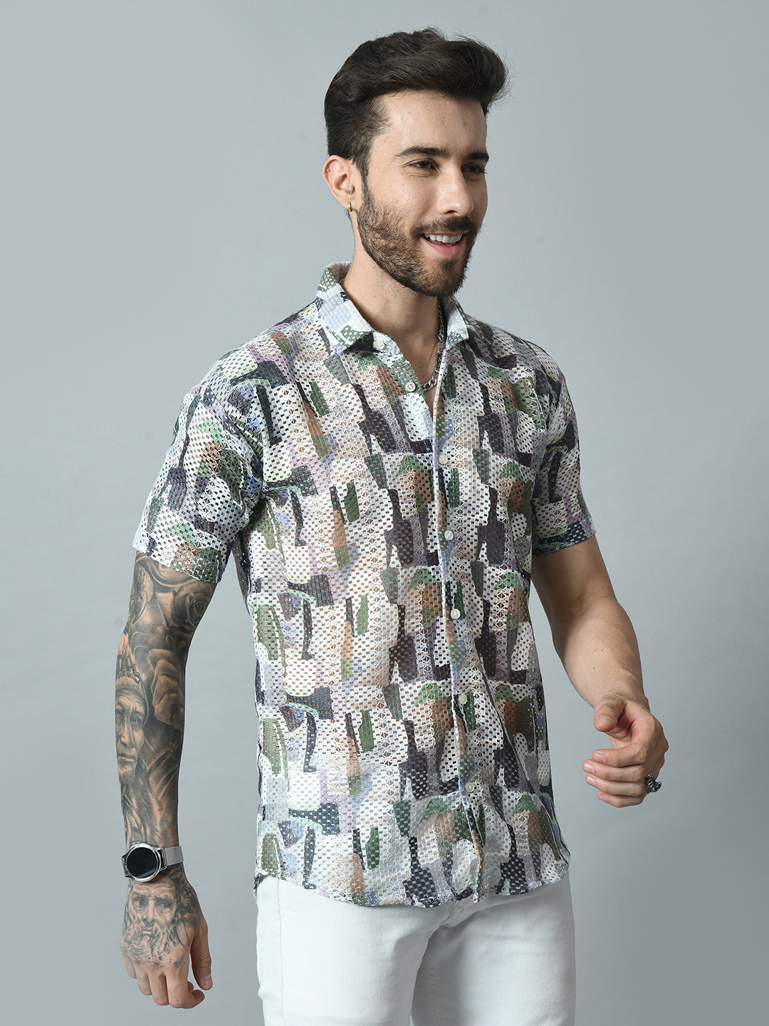 Men Slim Fit Opaque Printed Party Shirt