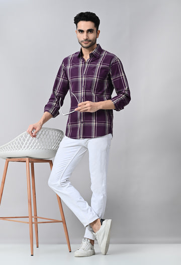 Purple Checked Formal Shirt