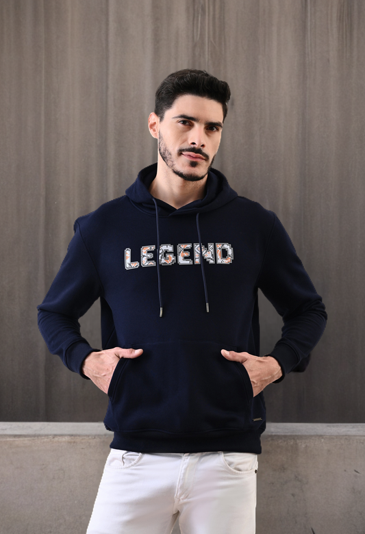 Navy Blue Heavy Fleece Hoodie Relaxed Fit